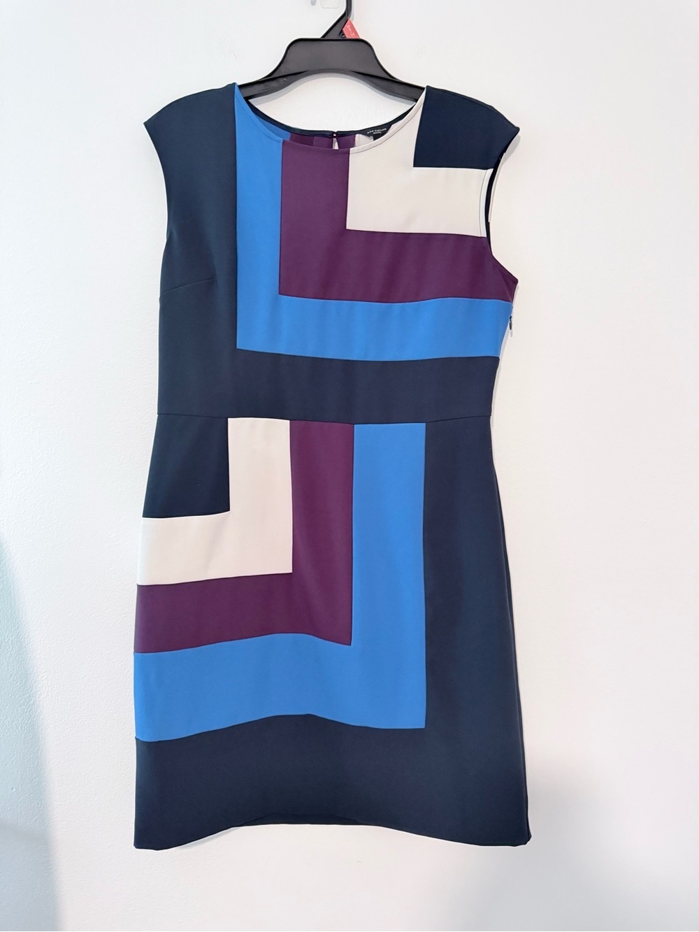 Ann Taylor Petite 10P Colorblock Sheath Dress Blue Purple Career Office